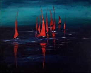 Rote Segel bei Nacht